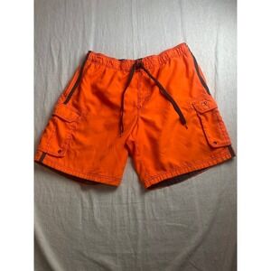 Ocean Pacific OP Mens Board Shorts Size XL 40-42 Orange Cargo Pockets Mesh Lined